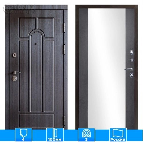 Входная дверь Престиж 125617 Зеркало бетон темный