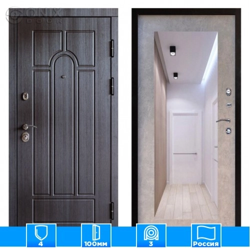 Входная дверь Престиж 125620 Зеркало триумф бетон светлый