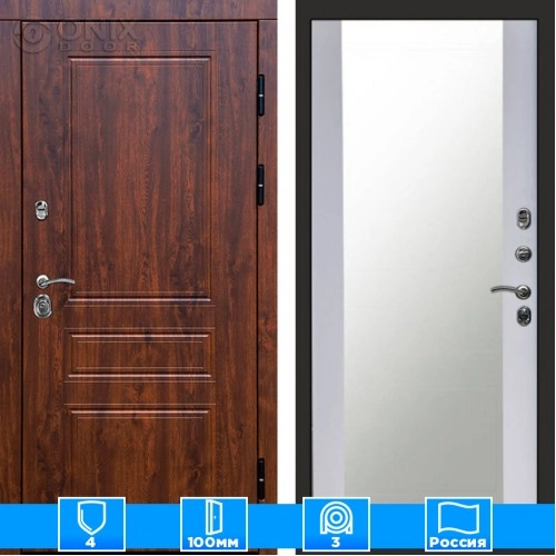 Входная дверь Престиж 125648 дуб Зеркало белый софт