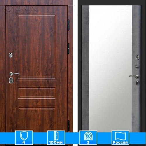 Входная дверь Престиж 125649 дуб Зеркало бетон темный