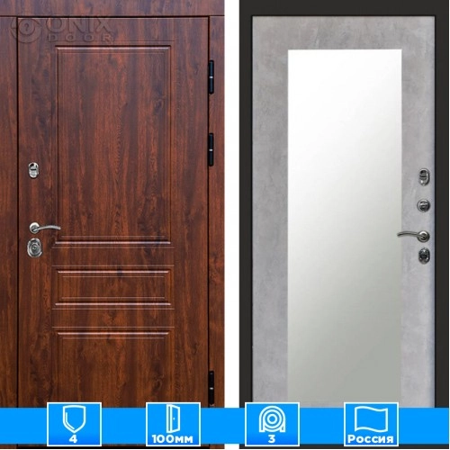 Входная дверь Престиж 125652 дуб Зеркало триумф бетон светлый