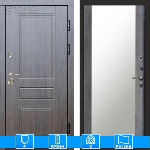 Входная дверь Престиж 125681 венге Зеркало бетон темный