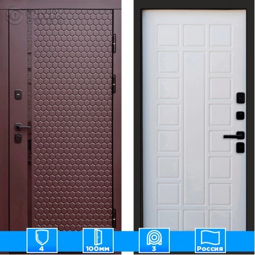 Входная дверь Престиж 125804 Шоколад белое дерево