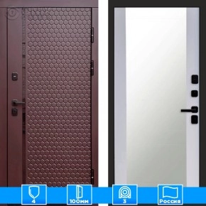 Входная дверь Престиж 125813 Шоколад Зеркало белый софт