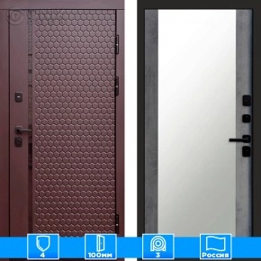 Входная дверь Престиж 125814 Шоколад Зеркало бетон темный