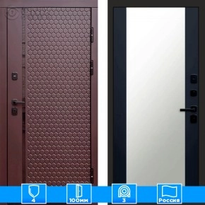 Входная дверь Престиж 125815 Шоколад Зеркало черный кварц+тонировка