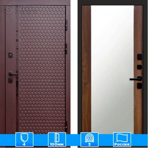 Входная дверь Престиж 125816 Шоколад Зеркало дуб