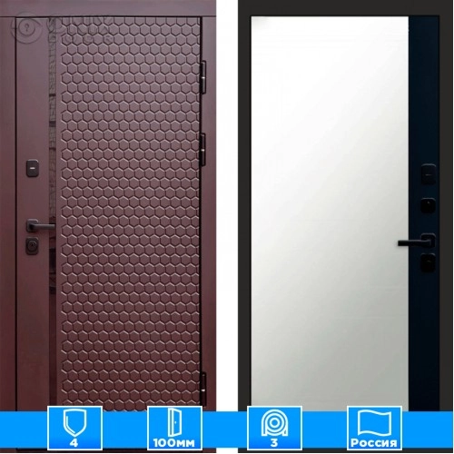 Входная дверь Престиж 125818 Шоколад Зеркало фацет черный кварц