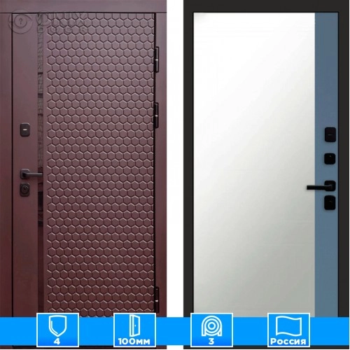 Входная дверь Престиж 125819 Шоколад Зеркало фацет грей софт