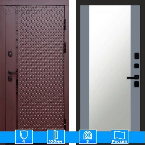 Входная дверь Престиж 125820 Шоколад Зеркало грей софт