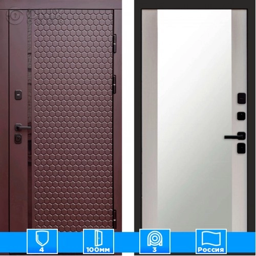 Входная дверь Престиж 125821 Шоколад Зеркало лиственница