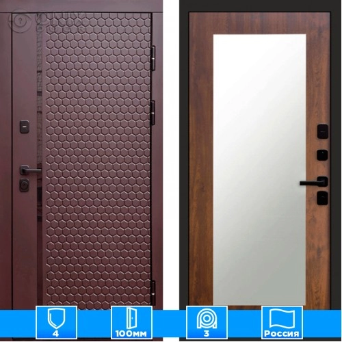 Входная дверь Престиж 125825 Шоколад Зеркало триумф дуб