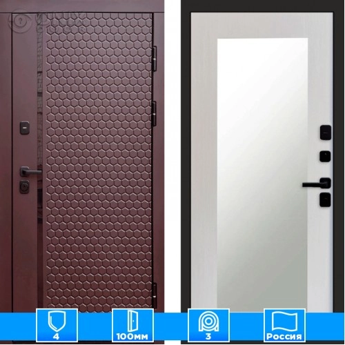 Входная дверь Престиж 125826 Шоколад Зеркало триумф лиственница