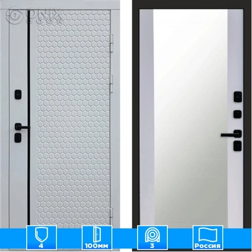 Входная дверь Престиж 125885 Зеркало белый софт