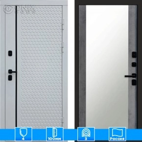 Входная дверь Престиж 125886 Зеркало бетон темный