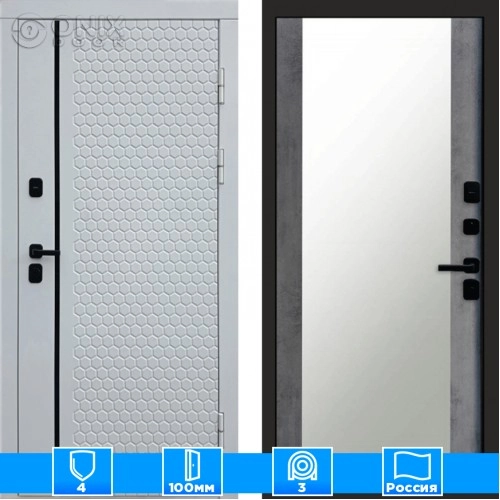 Входная дверь Престиж 125886 Зеркало бетон темный