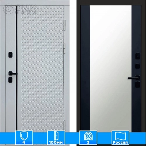 Входная дверь Престиж 125887 Зеркало черный кварц+тонировка