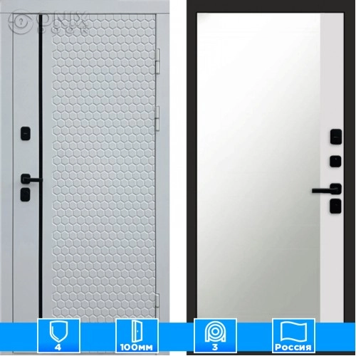 Входная дверь Престиж 125889 Зеркало фацет белый софт