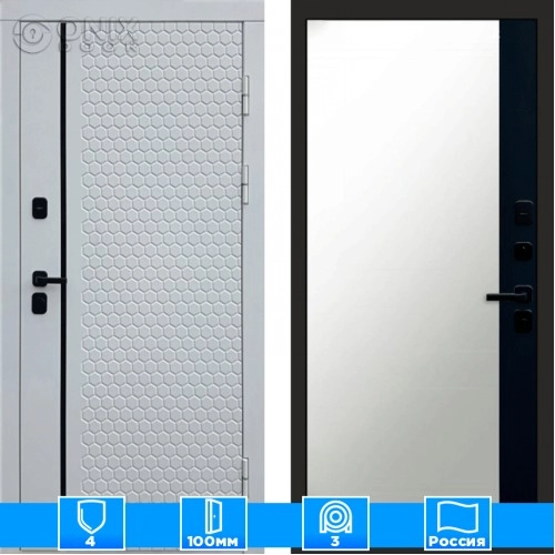 Входная дверь Престиж 125890 Зеркало фацет черный кварц