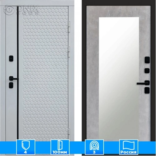 Входная дверь Престиж 125896 Зеркало триумф бетон светлый