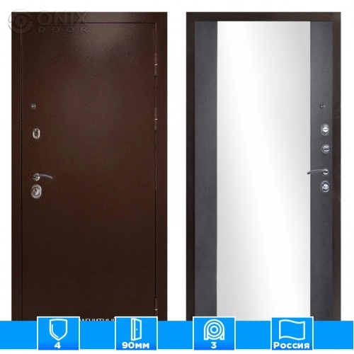 Входная дверь Престиж 125957 Зеркало бетон темный