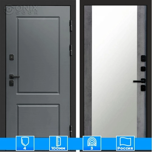 Входная дверь Престиж 126022 Зеркало бетон темный