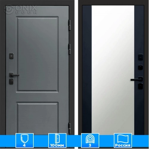 Входная дверь Престиж 126023 Зеркало черный кварц+тонировка