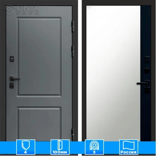 Входная дверь Престиж 126026 Зеркало фацет черный кварц