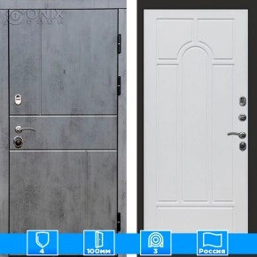 Входная дверь Престиж 126036 бетон Арка белое дерево