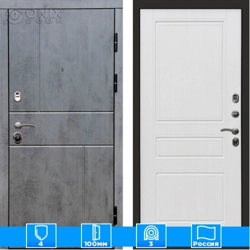 Входная дверь Престиж 126043 бетон белое дерево