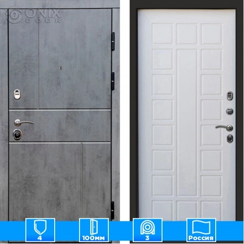 Входная дверь Престиж 126053 бетон белое дерево