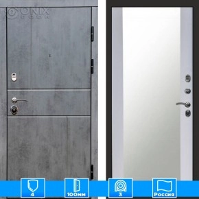 Входная дверь Престиж 126061 бетон Зеркало белый софт