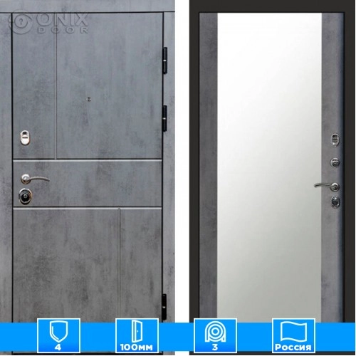 Входная дверь Престиж 126062 бетон Зеркало бетон темный