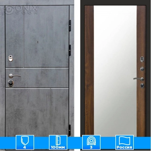 Входная дверь Престиж 126063 бетон Зеркало дуб