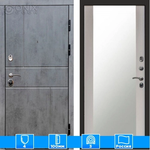 Входная дверь Престиж 126064 бетон Зеркало лиственница