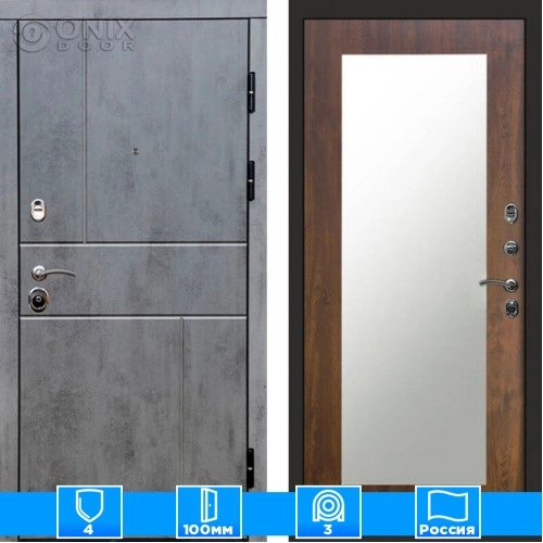 Входная дверь Престиж 126066 бетон Зеркало триумф дуб