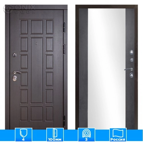 Входная дверь Престиж 126128 Зеркало бетон темный