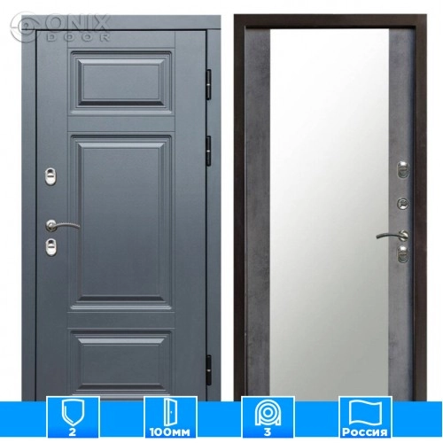 Входная дверь Престиж 126170 Зеркало бетон темный