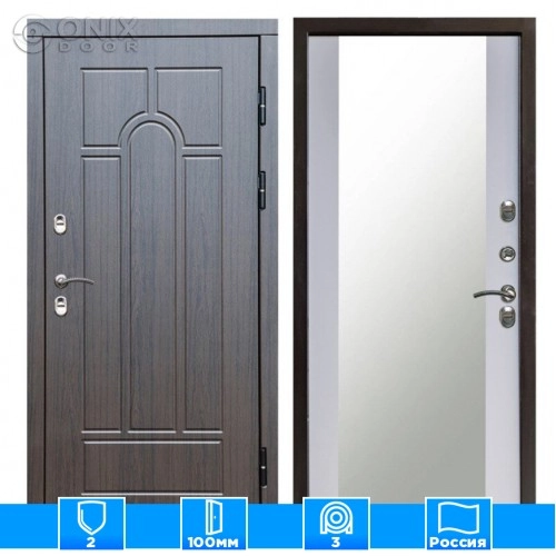 Входная дверь Престиж 126211 премиум венге Зеркало белый софт