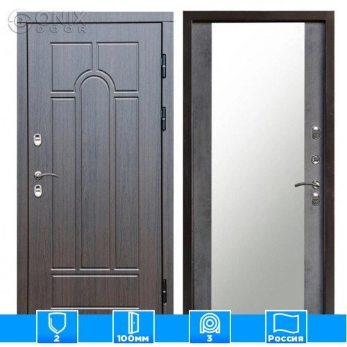 Входная дверь Престиж 126212 премиум венге Зеркало бетон темный