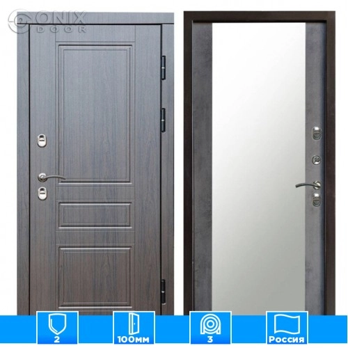 Входная дверь Престиж 126249 премиум венге Зеркало бетон темный