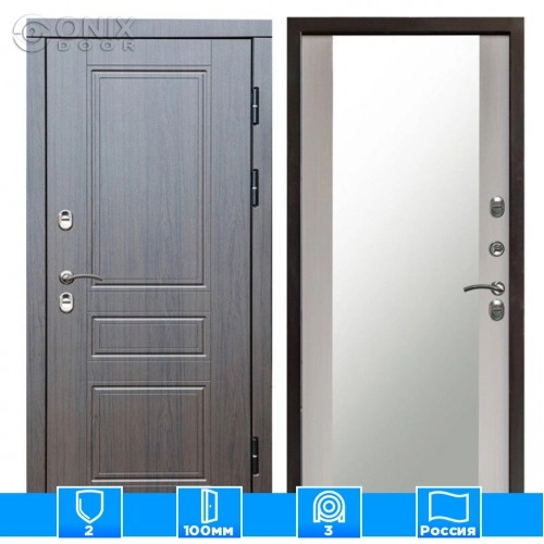 Входная дверь Престиж 126251 премиум венге Зеркало лиственница