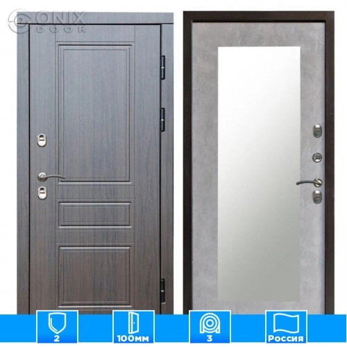 Входная дверь Престиж 126252 премиум венге Зеркало триумф бетон светлый