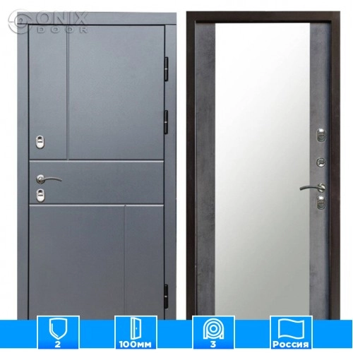 Входная дверь Престиж 126300 Зеркало бетон темный