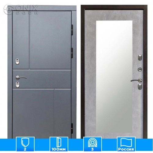 Входная дверь Престиж 126303 Зеркало триумф бетон светлый