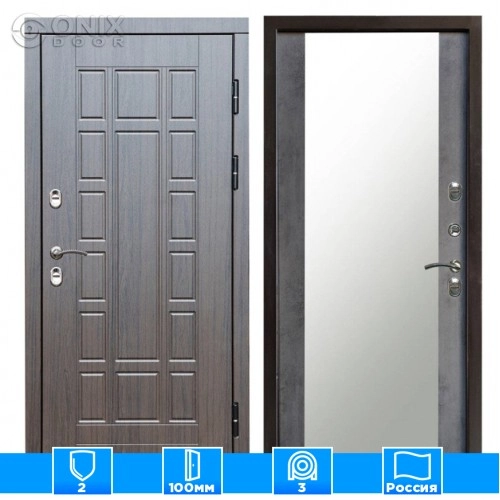 Входная дверь Престиж 126336 венге Зеркало бетон темный