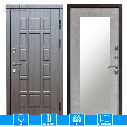 Входная дверь Престиж 126339 венге Зеркало триумф бетон светлый