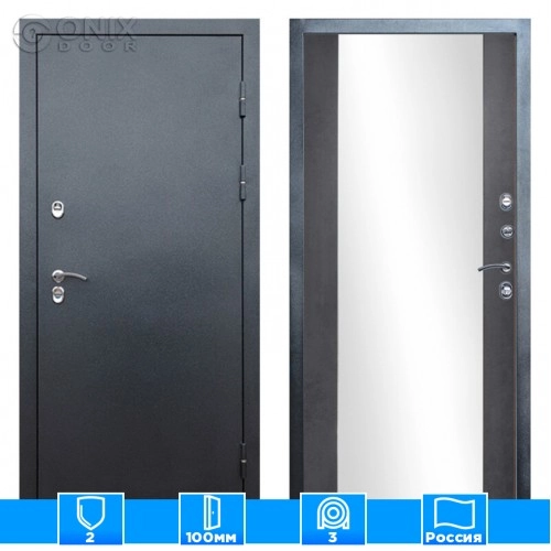 Входная дверь Престиж 126377 Зеркало бетон темный