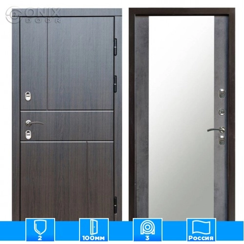 Входная дверь Престиж 126413 венге Зеркало бетон темный