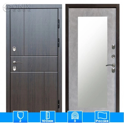 Входная дверь Престиж 126416 венге Зеркало триумф бетон светлый